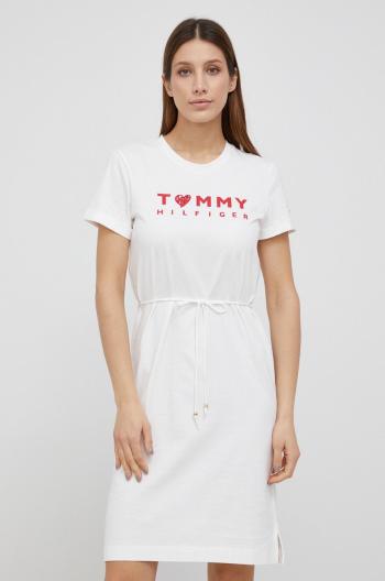 Bavlněné šaty Tommy Hilfiger bílá barva, mini, jednoduchý