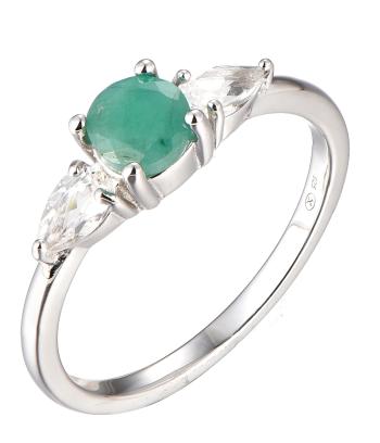 Brilio Silver Oslnivý stříbrný prsten se smaragdem Precious Stone SR09031D 56 mm