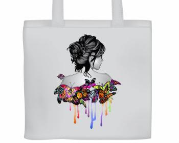 Plátěná nákupní taška Dívka s motýly