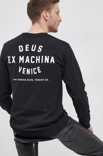 Bavlněné tričko s dlouhým rukávem Deus Ex Machina černá barva, hladký