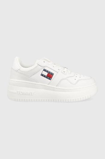 Sneakers boty Tommy Jeans RETRO BASKET FLATF bílá barva