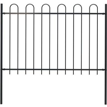 Zahradní plot s obloučky ocelový 1,7 × 1,2 m černý (144931)