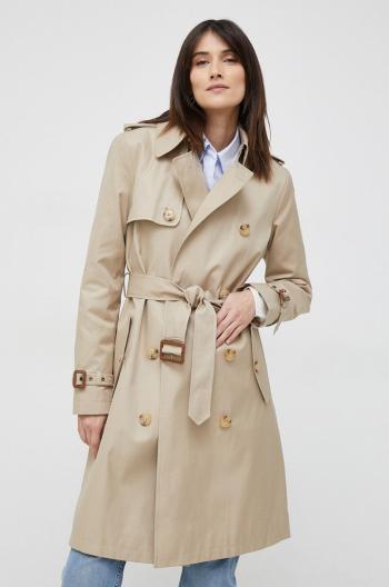 Trench kabát Lauren Ralph Lauren dámský, béžová barva, přechodný, dvouřadový