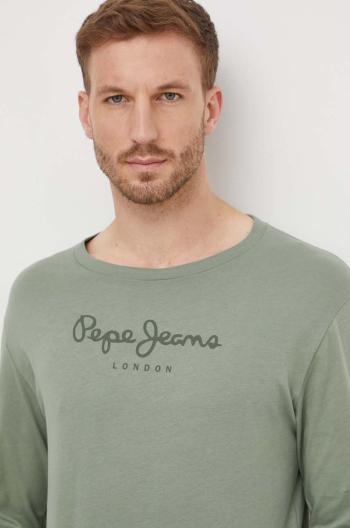 Bavlněné tričko Pepe Jeans EGGO LONG N zelená barva, s potiskem, PM508209