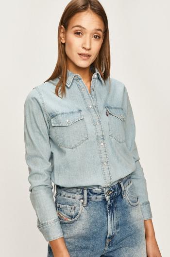 Džínová košile Levi's Essential Western dámská, fialová barva, regular, s klasickým límcem