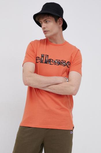 Bavlněné tričko Ellesse oranžová barva, s aplikací