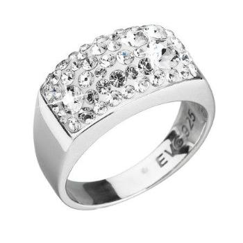 Stříbrný prsten s krystaly Swarovski bílý 35014.1 krystal, Bílá, 56