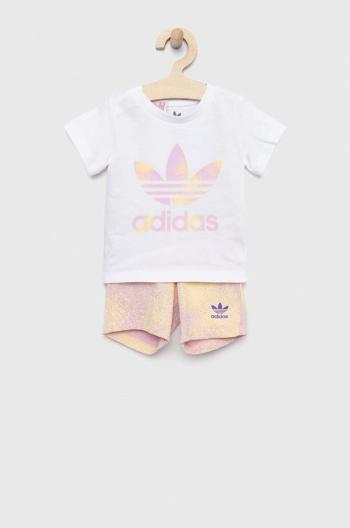 Dětská bavlněná souprava adidas Originals bílá barva