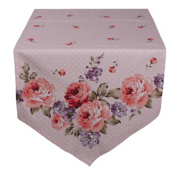 Růžový bavlněný běhoun na stůl s růžemi Dotty Rose - 50*160 cm DTR65