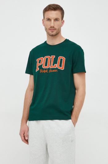 Bavlněné tričko Polo Ralph Lauren zelená barva, s aplikací