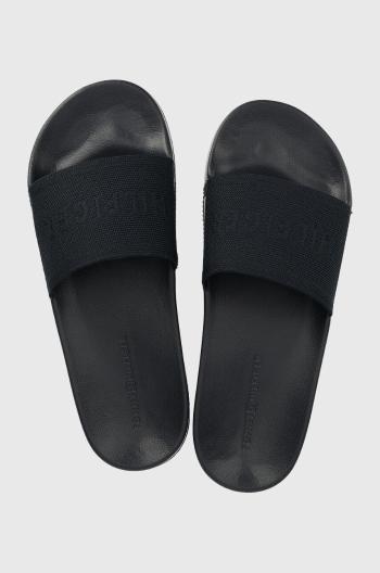 Pantofle Tommy Hilfiger Corporate Knitted Beach pánské, černá barva