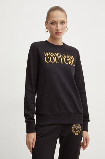 Bavlněná mikina Versace Jeans Couture dámská, černá barva, s aplikací, 77HAIT06 CF01T