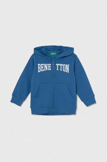 Dětská bavlněná mikina United Colors of Benetton s kapucí, s potiskem