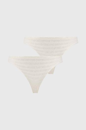 Tanga Emporio Armani Underwear 2-pack béžová barva, průhledné