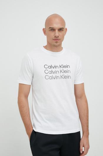 Tréninkové tričko Calvin Klein Performance bílá barva, s potiskem