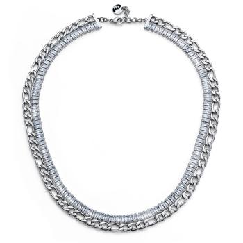 Oliver Weber Luxusní dvojitý ocelový náhrdelník s krystaly Shuffle 12274