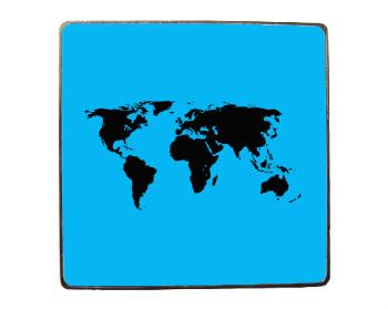 Magnet čtverec kov Mapa světa