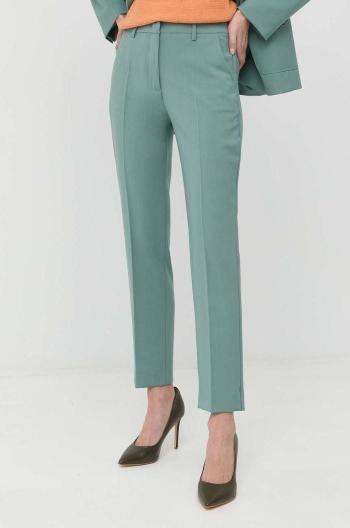 Vlněné kalhoty Weekend Max Mara dámské, zelená barva, fason cargo, medium waist