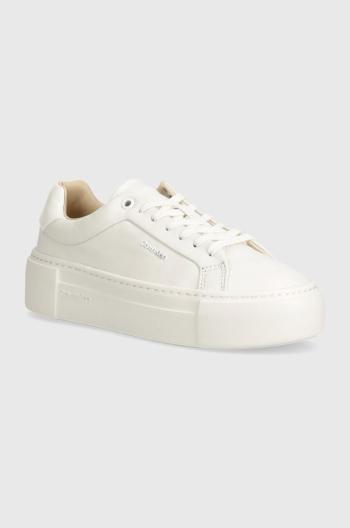 Kožené sneakers boty Calvin Klein FF CUPSOLE LACE UP W/ML LTH bílá barva, HW0HW02118