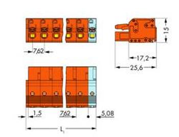 Zásuvkový konektor na kabel WAGO 2231-704/026-000, 29.36 mm, pólů 4, rozteč 7.62 mm, 50 ks