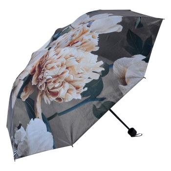 Zelený skládací deštník do kabelky s květy - Ø 95*110 cm JZUM0045