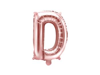 PartyDeco Fóliový balónek Mini - Písmeno D 35cm růžovo-zlatý