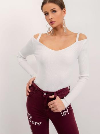 DÁMSKÁ BÍLÁ HALENKA S ODHALENÝMI RAMENY BSL-BZ-9835-WHITE Velikost: M