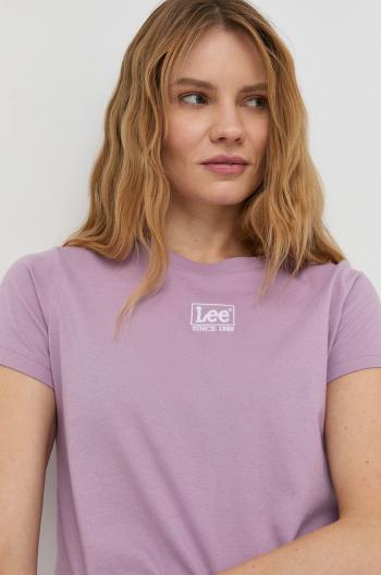 Bavlněné tričko Lee fialová barva