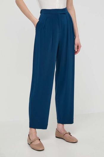 Kalhoty Max Mara Leisure dámské, tmavomodrá barva, střih chinos, high waist, 2416781068600