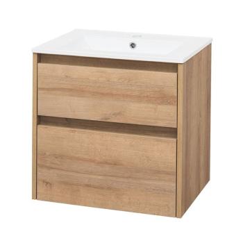 MEREO Opto, koupelnová skříňka s keramickým umyvadlem 61 cm, dub CN920
