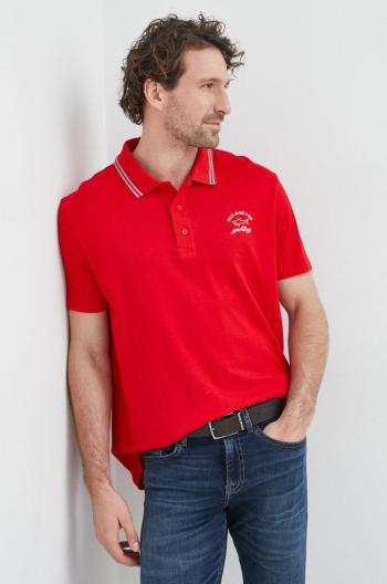 Bavlněné polo tričko Paul&Shark červená barva, s potiskem