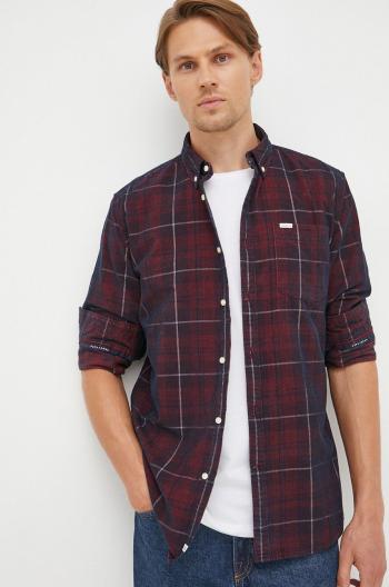 Manšestrová košile Pepe Jeans pánská, fialová barva, regular, s límečkem button-down