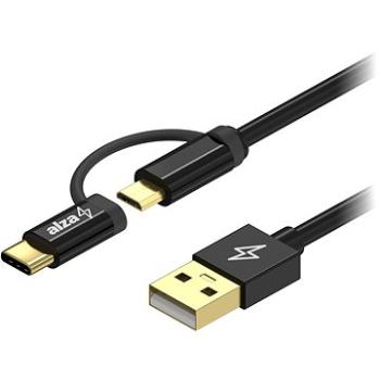 AlzaPower AluCore 2in1 Micro USB + USB-C 1m černý (APW-CBM20A10B)
