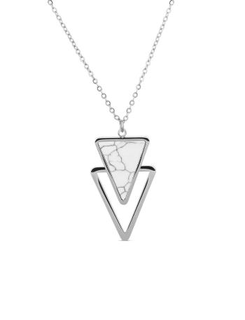 Vuch Módní ocelový náhrdelník s mramorem Silver Plusch