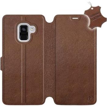 Flip pouzdro na mobil Samsung Galaxy A8 2018 - Hnědé - kožené -  Brown Leather (5903226497881)