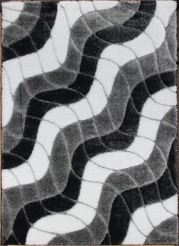 Berfin Dywany Kusový koberec Seher 3D 2616 Black Grey - 140x190 cm Bílá