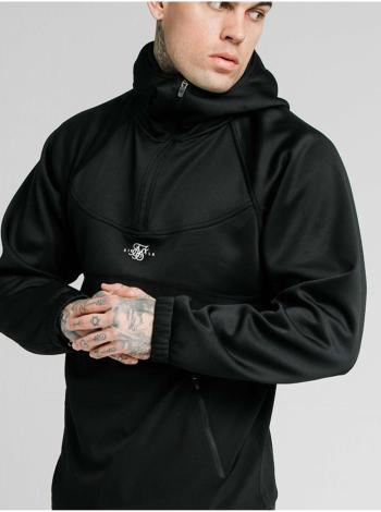 Černá pánská mikina s kapucí PULLOVER VENT ZIP QUARTER TRANQUIL