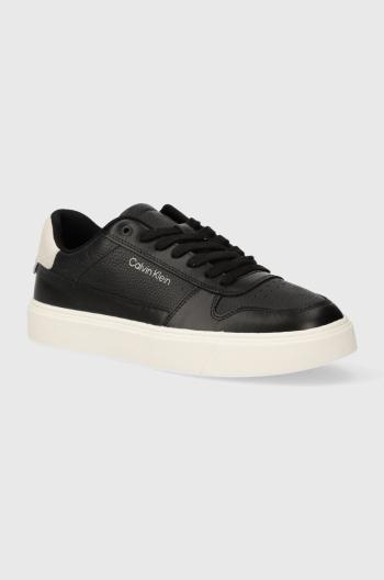 Kožené sneakers boty Calvin Klein LOW TOP LACE UP BSKT černá barva, HM0HM01254