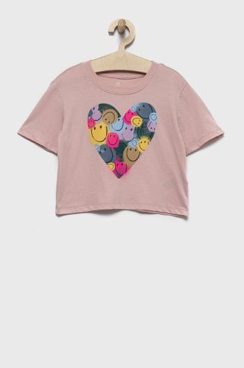 Dětské bavlněné tričko GAP růžová barva