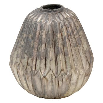 Béžovo-šedá antik dekorační skleněná váza - 10*10*11 cm 6GL3582