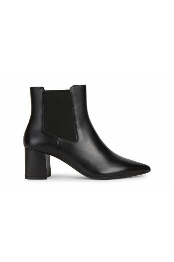 Kožené kotníkové boty Geox dámské, černá barva, na podpatku