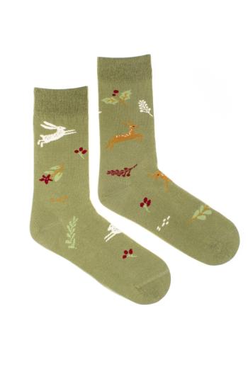 Zelené vzorované ponožky Hunting