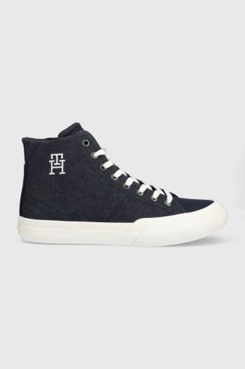 Kecky Tommy Hilfiger TH HI VULC PREMIUM DENIM pánské, tmavomodrá barva