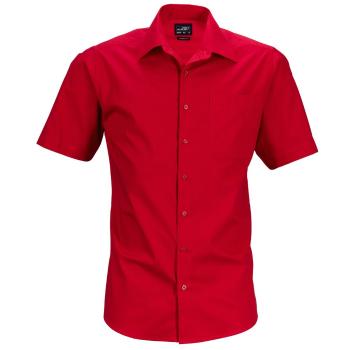 James & Nicholson Pánská košile s krátkým rukávem JN644 - Červená | XXL