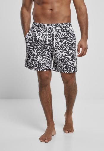 Urban Classics Pattern Swim Shorts signs aop - XXL