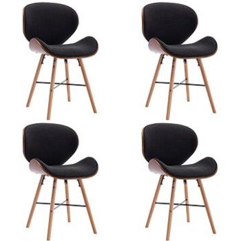 Jídelní židle 4 ks tmavě šedé textil a ohýbané dřevo (279501)