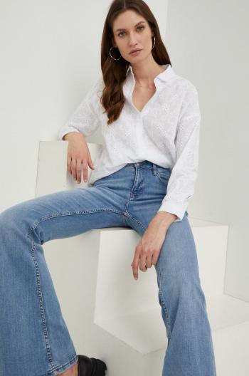 Bavlněné tričko Answear Lab bílá barva, relaxed, s klasickým límcem