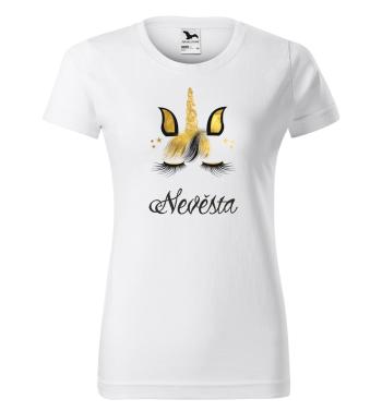 Tričko Nevěsta – unicorn (dámské) (Velikost: 2XL, Barva trička: Bílá)