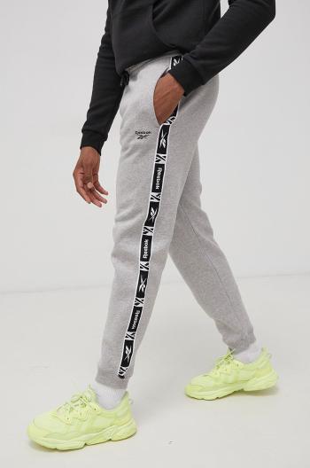 Kalhoty Reebok HB2163 pánské, šedá barva, s aplikací