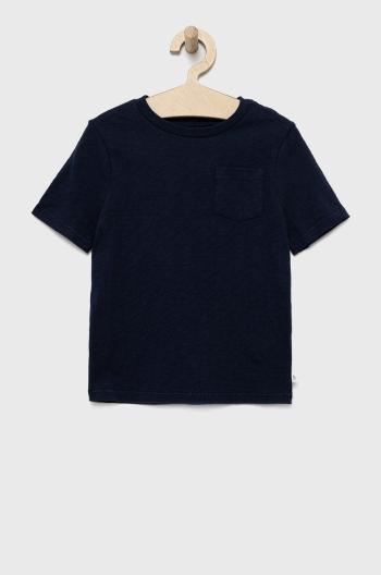 Dětské bavlněné tričko GAP tmavomodrá barva, hladký